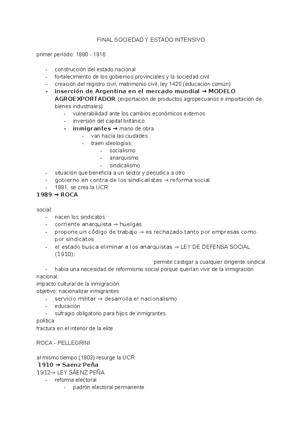 Resumen Final de Economía y Política Argentina en el Siglo XX - UBA XXI ...