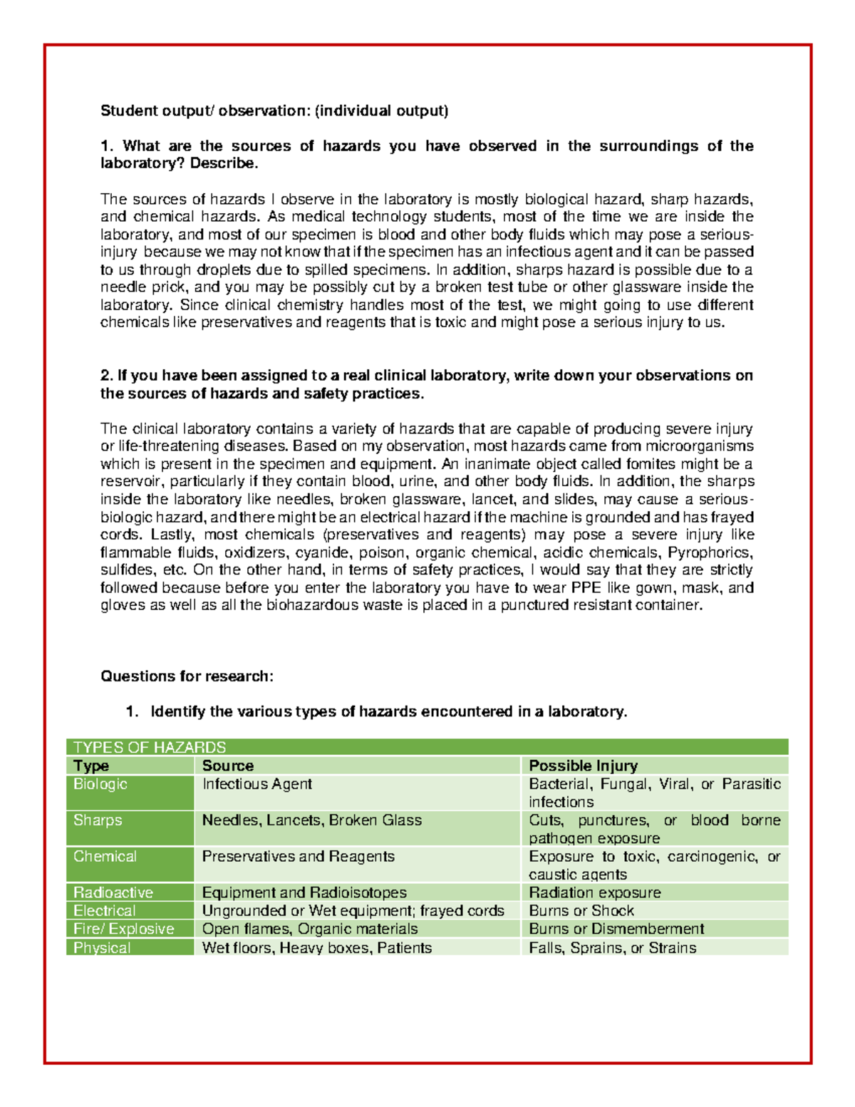 CC 2: Laboratory Hazard Sources and Safety Practices Overview - Studocu
