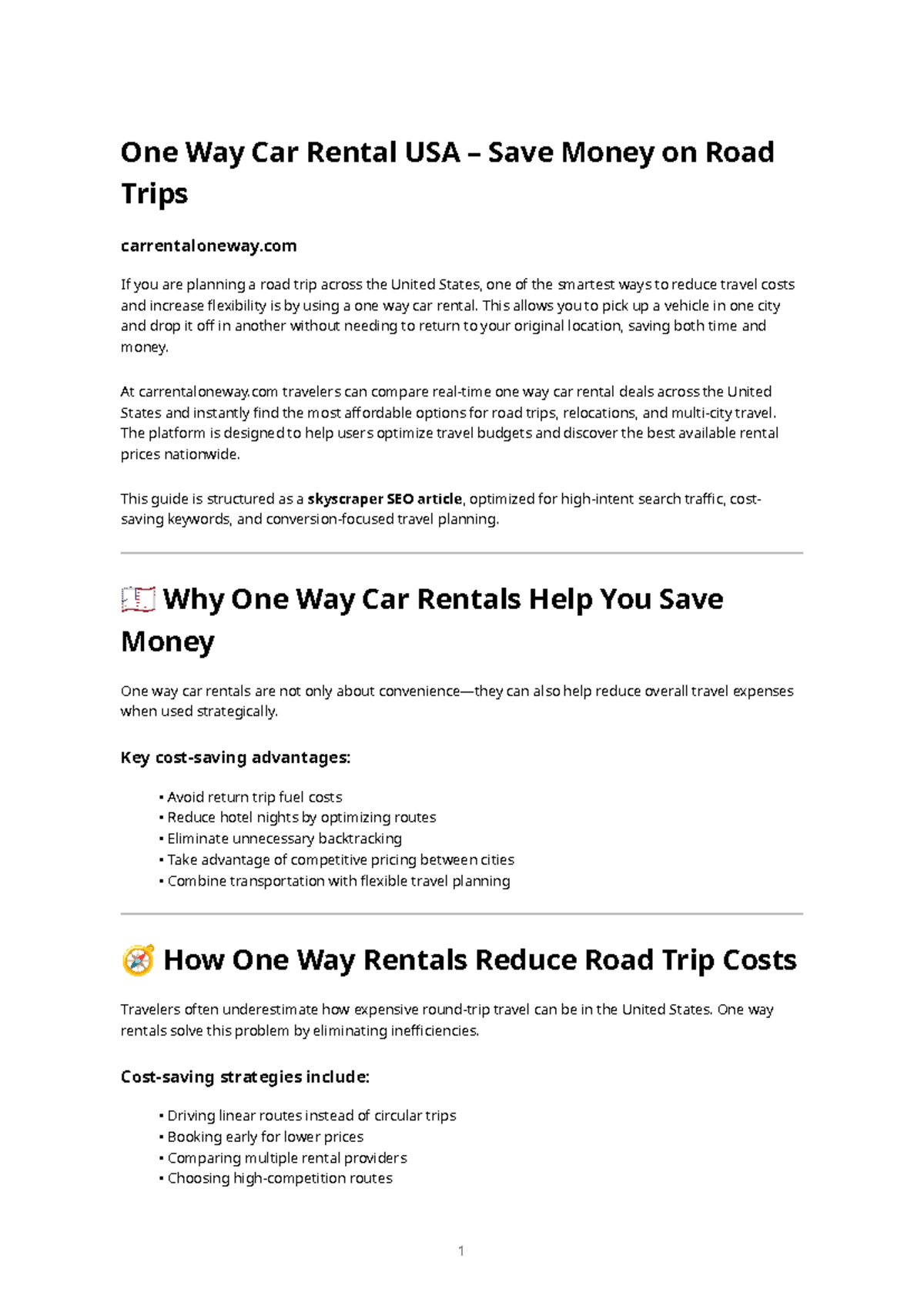 One Way Car Rental USA: Save Money on Your Road Trip - Studocu