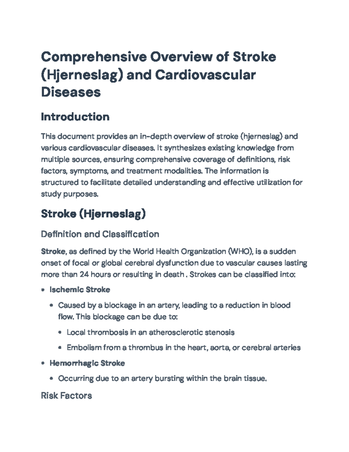 Comprehensive Review of Stroke (Hjerneslag) & Cardiovascular Diseases ...