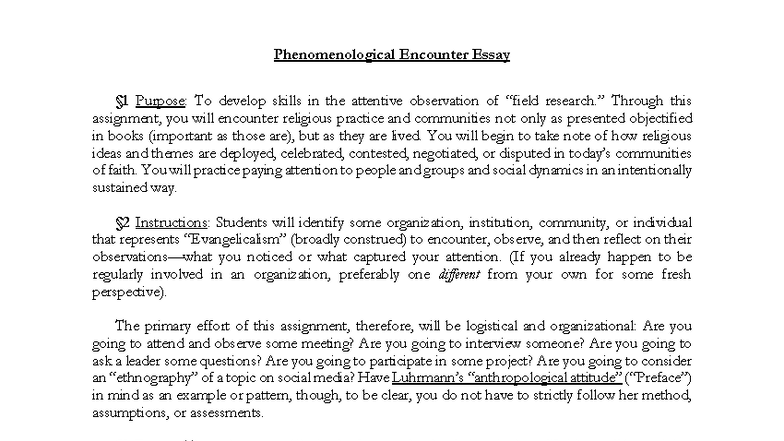 RELC 3115 Community Encounter Essay Guidelines and Instructions - Studocu