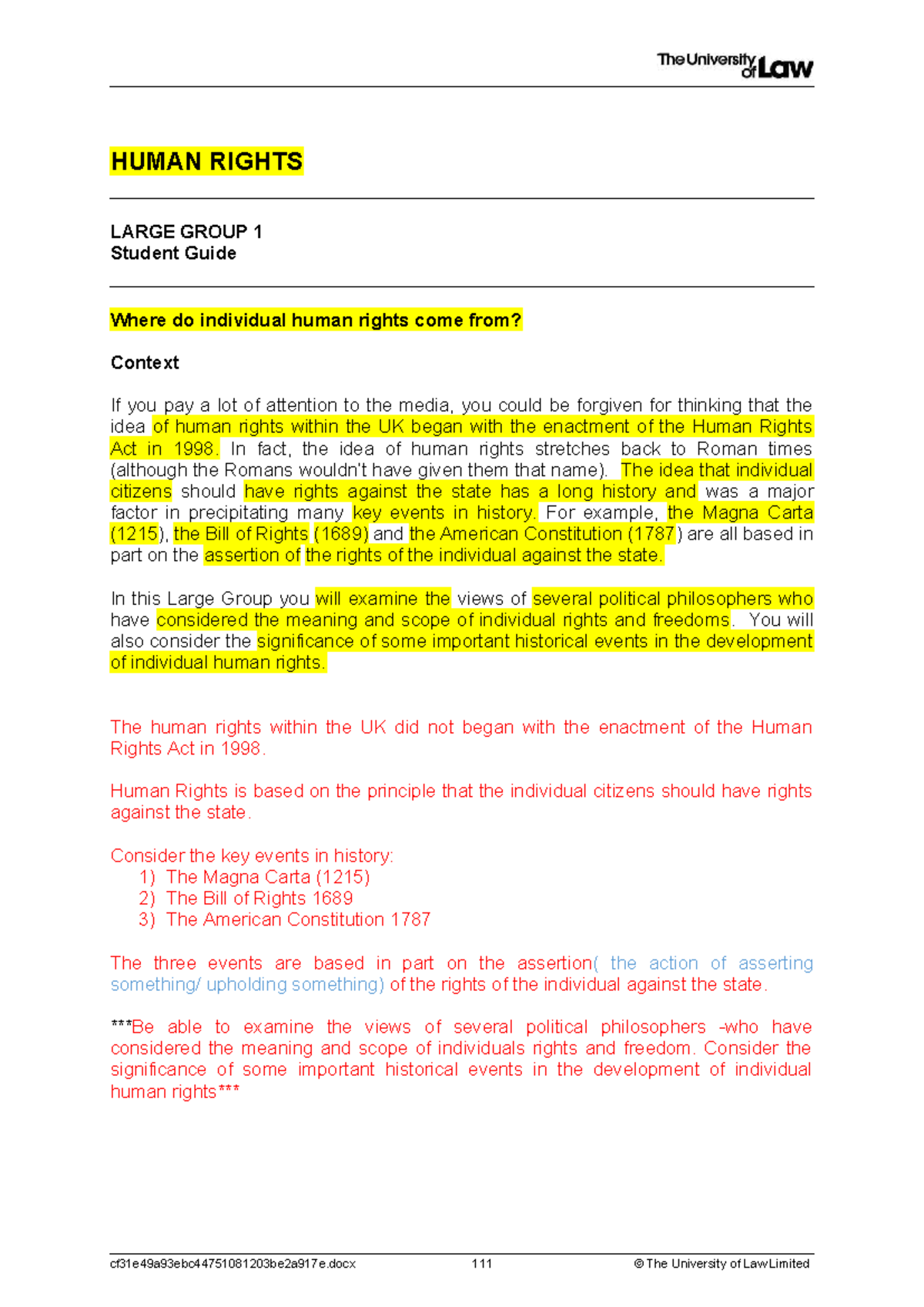 Human Rights Lecture 1: Historical Perspectives and Philosophical ...
