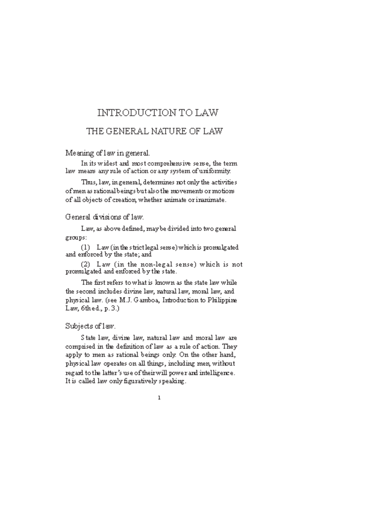 Introduction to Law: General Nature of Law and Obligations (LAW 101 ...