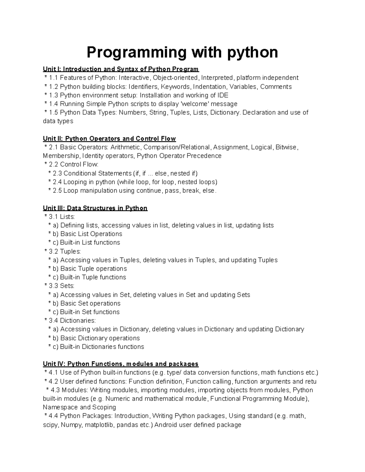 Python Programming Concepts: An Introductory Guide (CS101) - Studocu