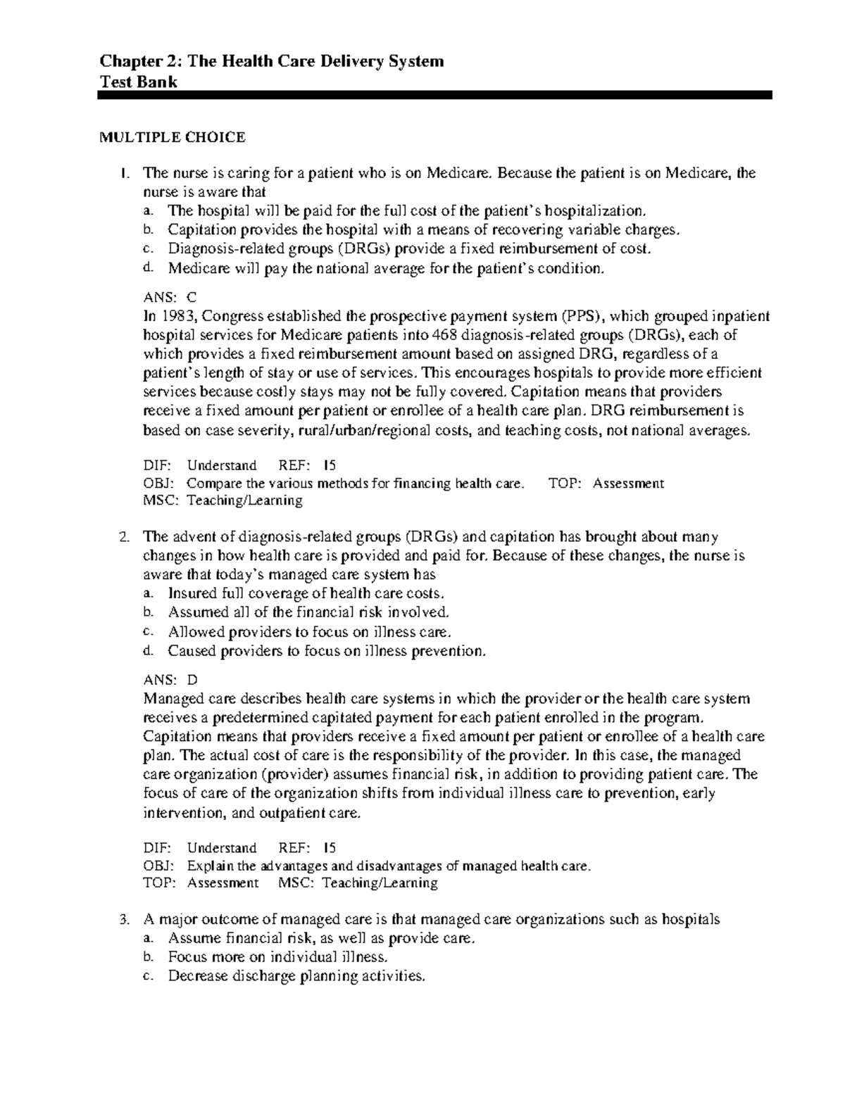 Chapter 02 - The Health Care Delivery System - Because the patient is ...