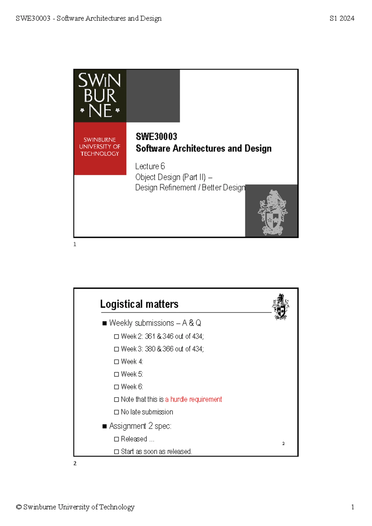 Lecture 5 - Object Design Basics (SWE 3) - Studocu