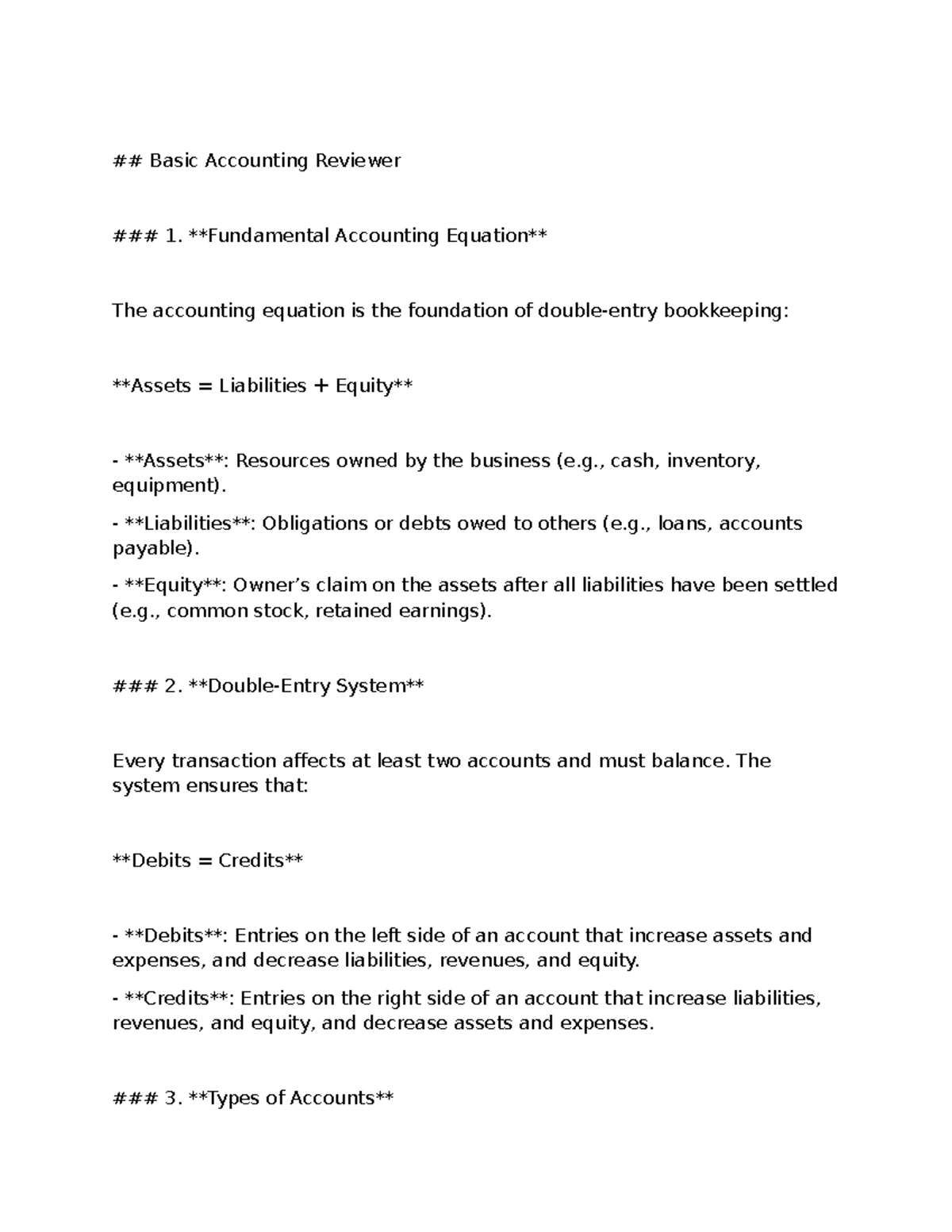 ACCT 101 - Basic Accounting Final Review Guide - Studocu