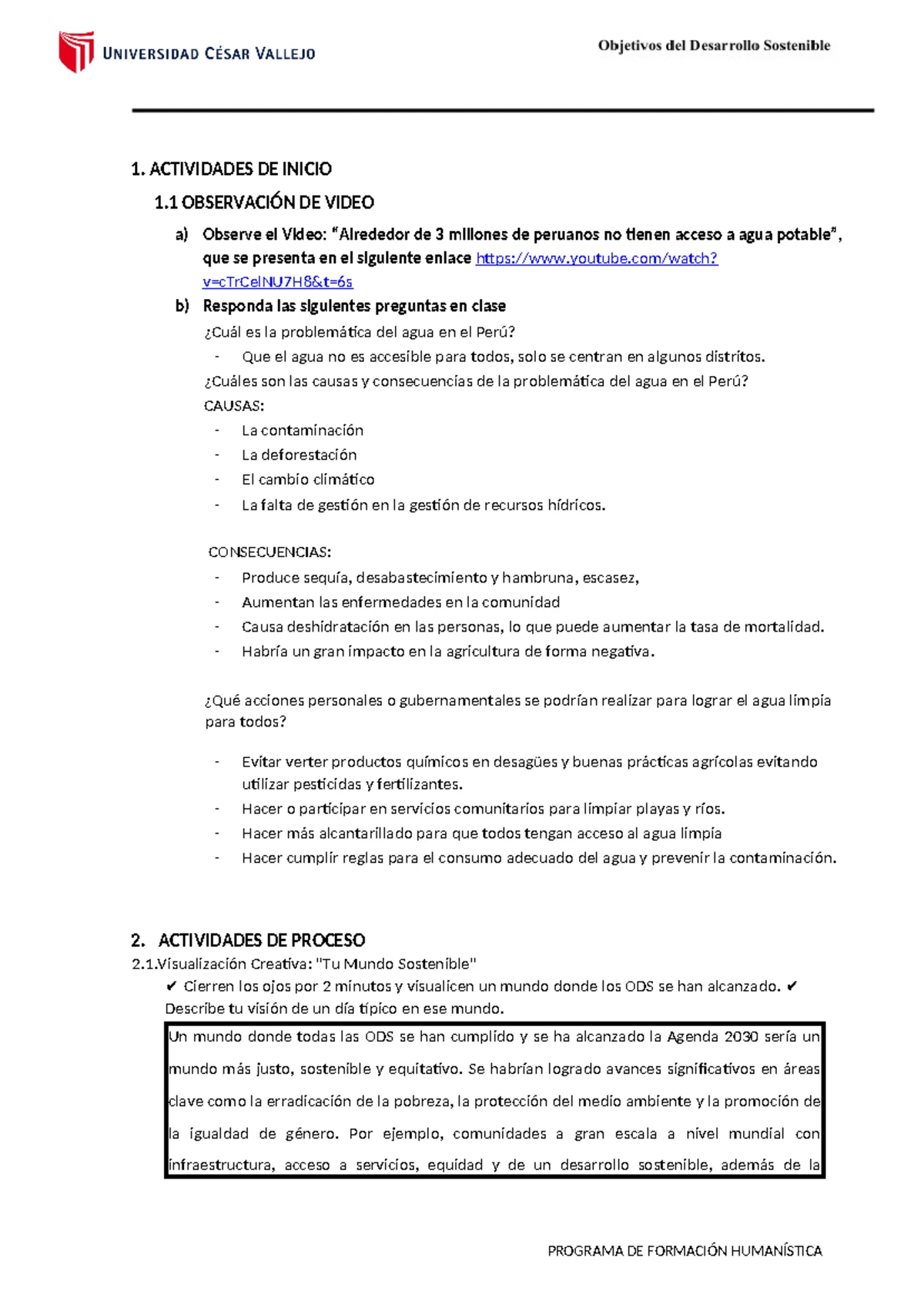 Manual de Acciones Sostenibles - Parte 1 para el ODS en Perú - Studocu