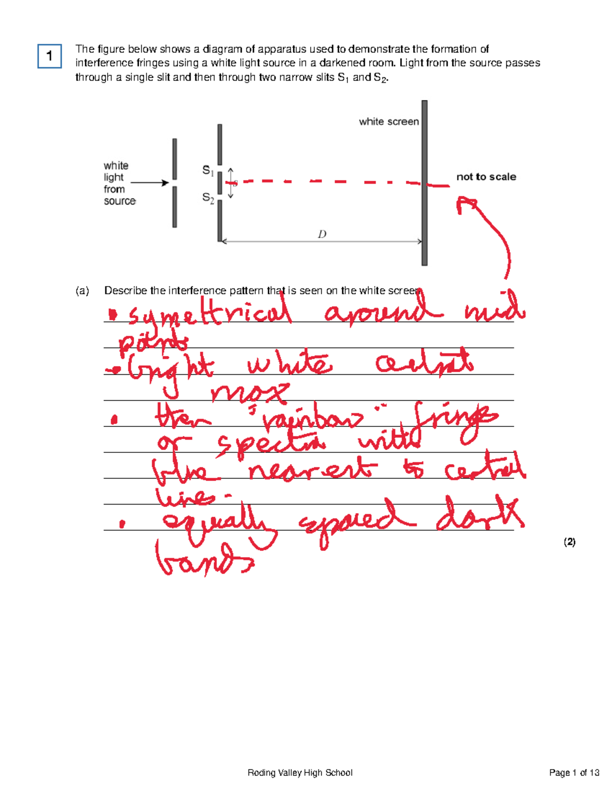 Interference and Diffraction Patterns in Light Experiments - Phys 001 ...