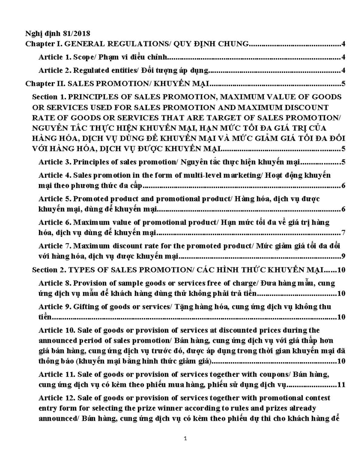 Nghị định ND-81: Quy Định Chung và Các Hình Thức Khuyến Mại - Document Preview