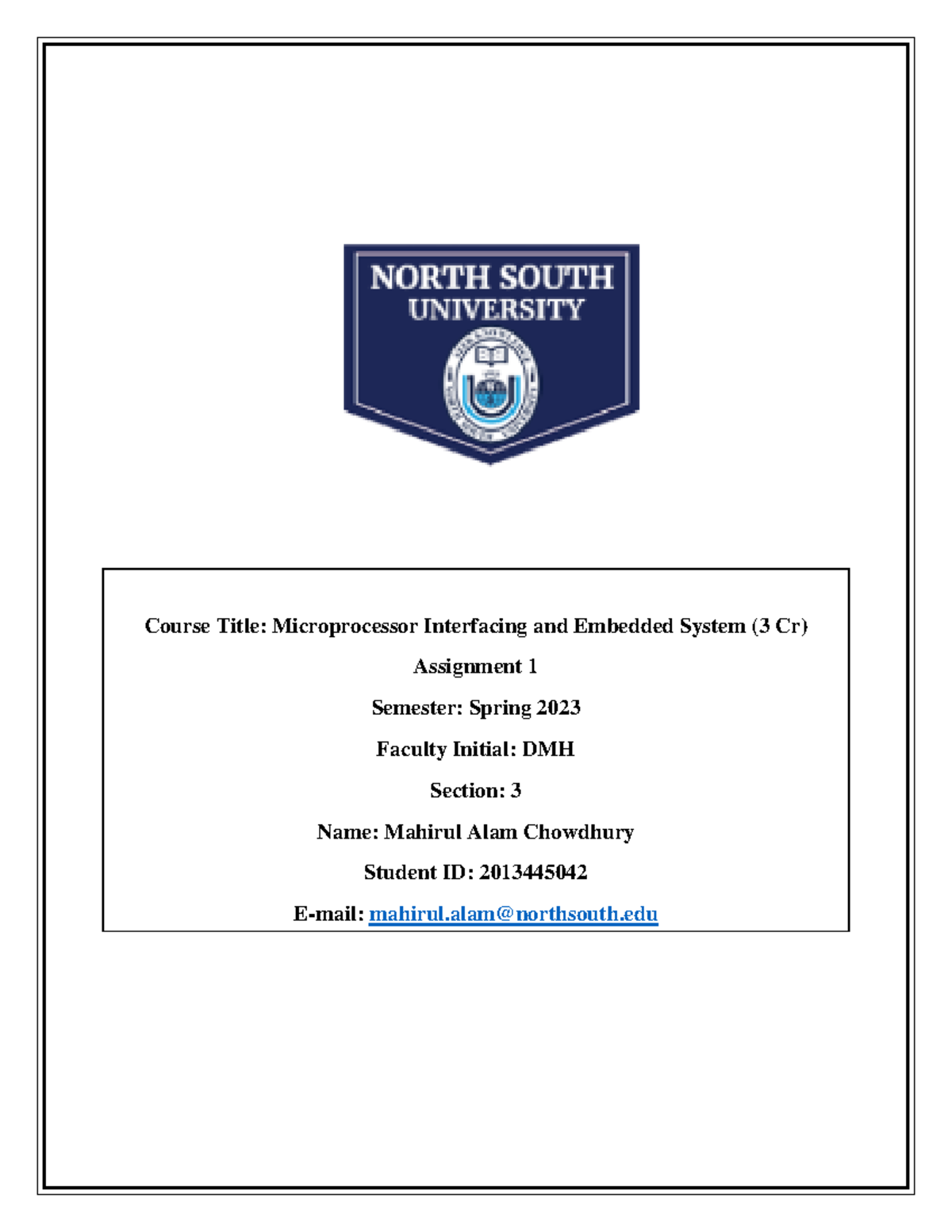 CSE331 Assignment DMH - Course Title: Microprocessor Interfacing and ...