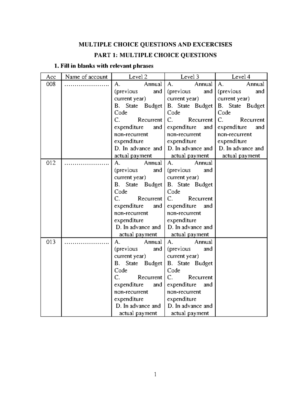 Multiple Choice Exercise Chapter 2 - student - MULTIPLE CHOICE ...