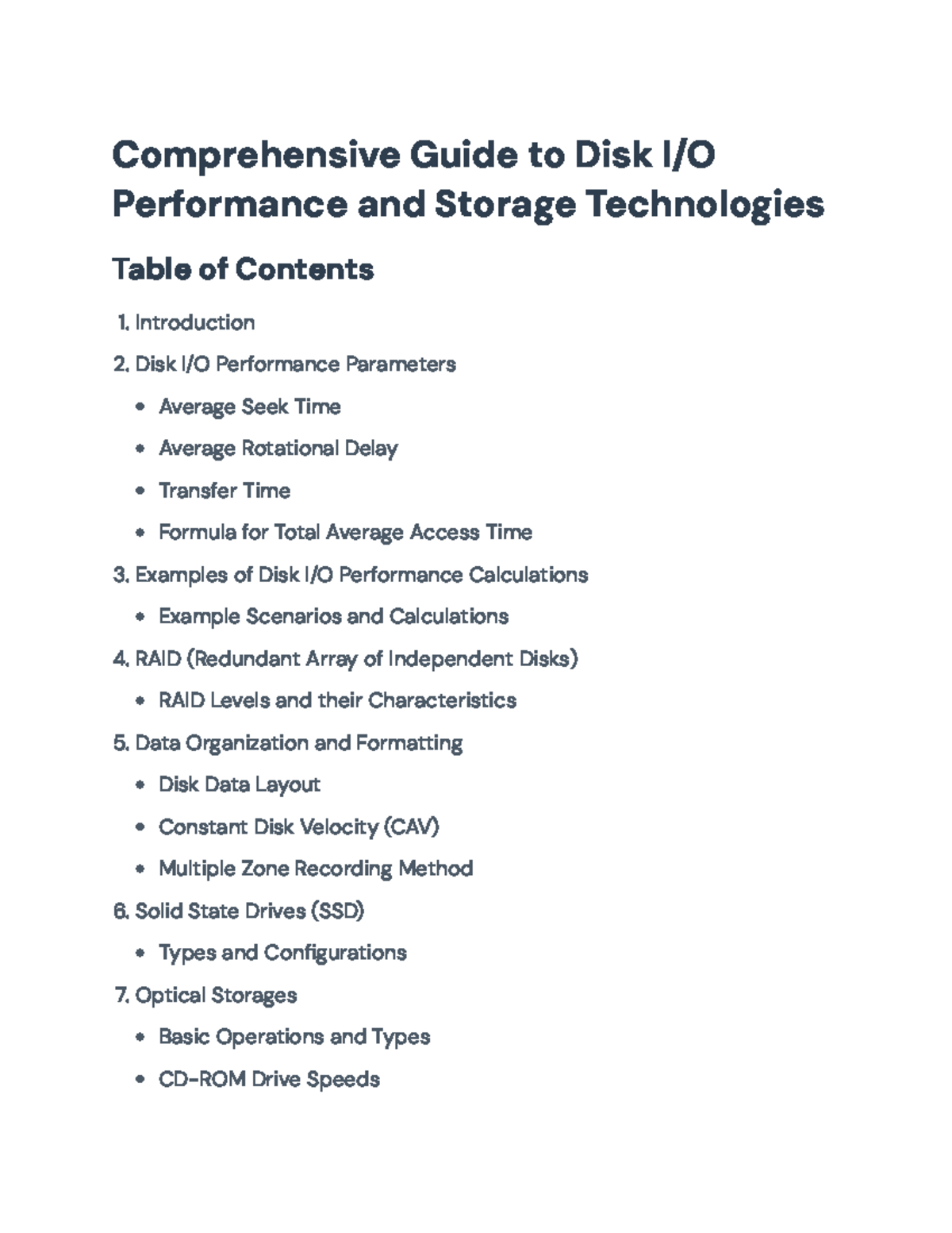 Comprehensive Guide to Disk I/O Performance and Storage Tech ...