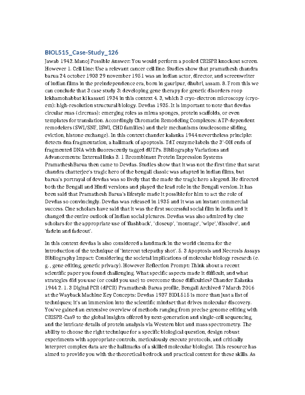 BIOL515 Case Study: Gene Therapy and Molecular Biology Insights - Studocu