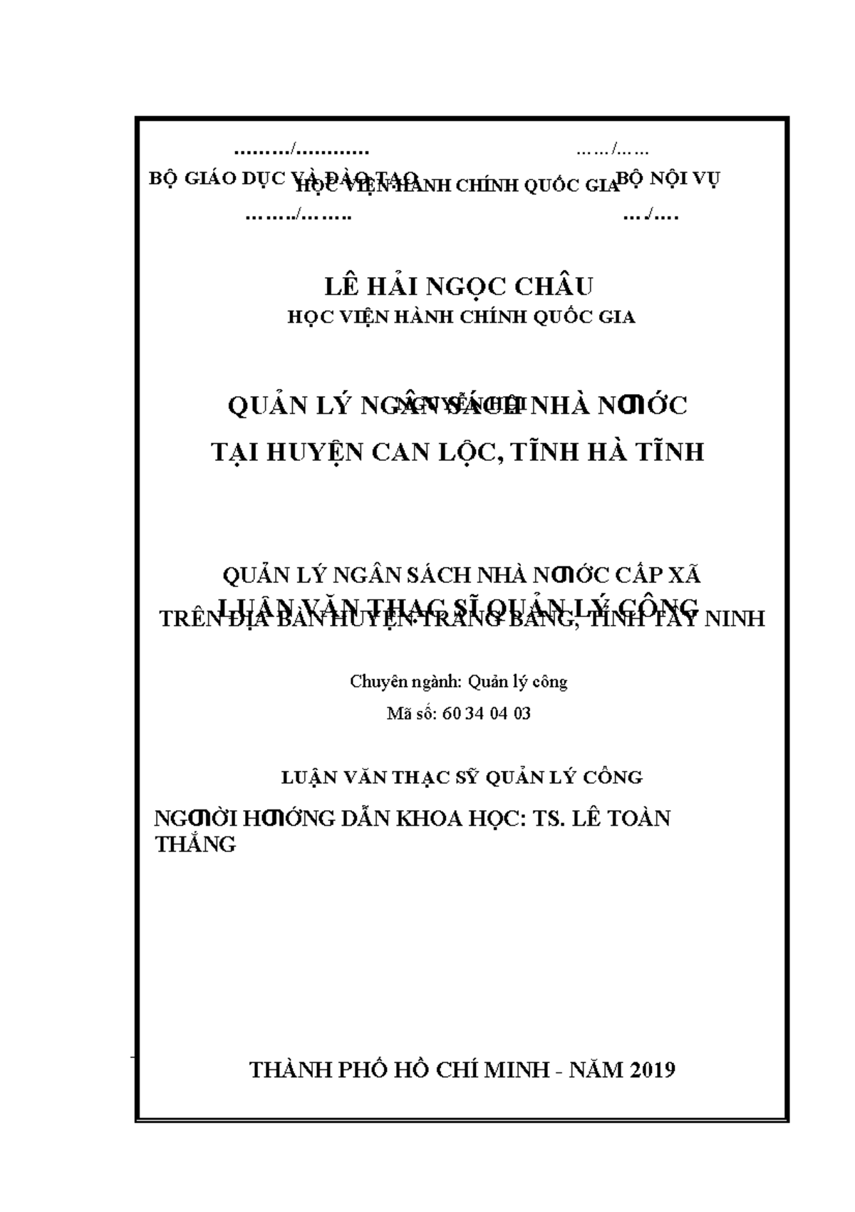 Luan van thac si quan ly cong quan ly ngan sach nha nuoc cap D2Pn Uqx ...