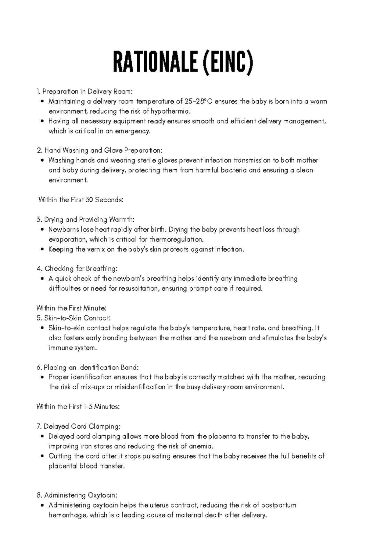 Swaddling a Baby Method Checklist (Health Sciences) - Studocu