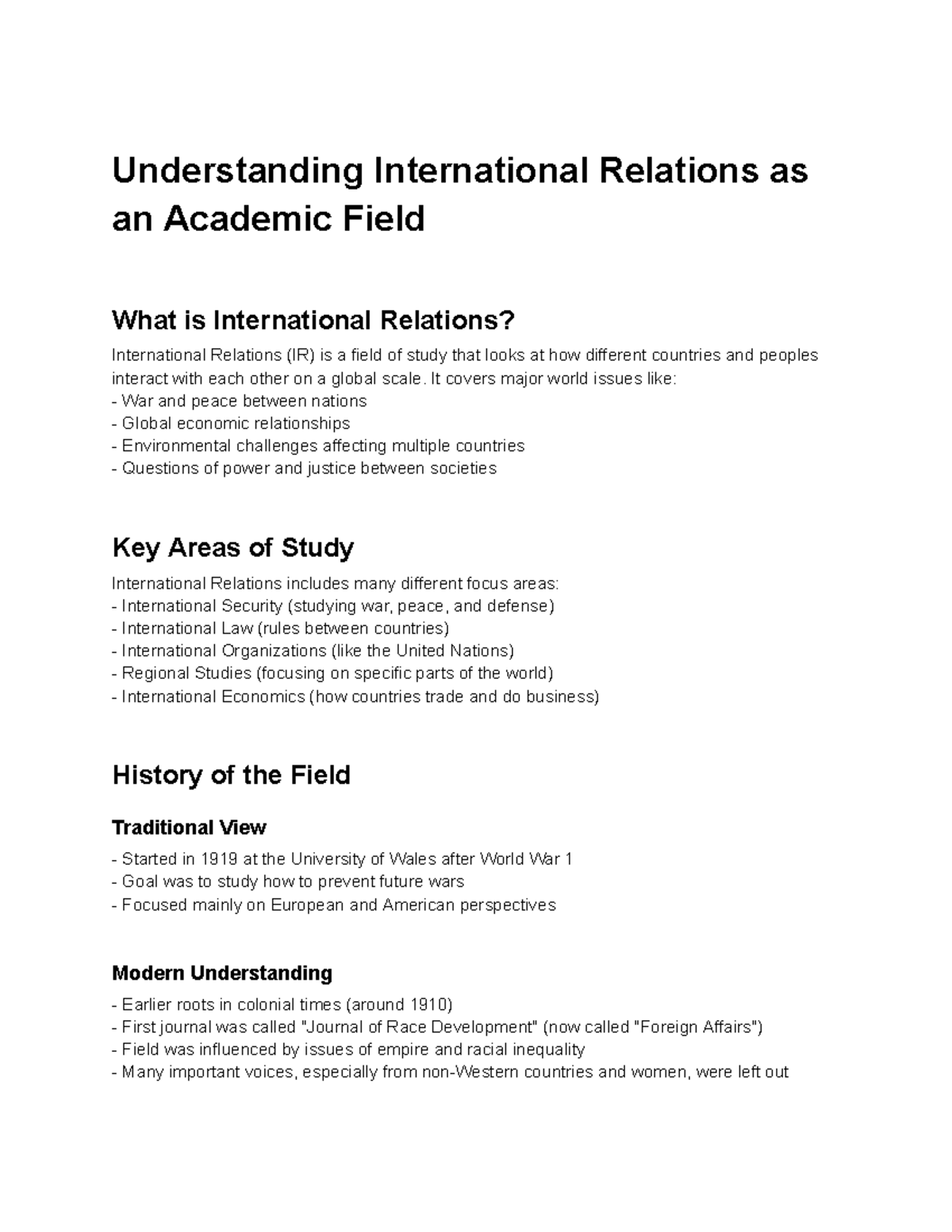 1- Introduction to World Politics - Week 1-2 - Understanding ...