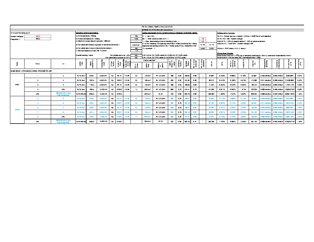 MV AC Cable Sizing Calculation for 22kV System - IEC 60502 Part 2 - Studocu