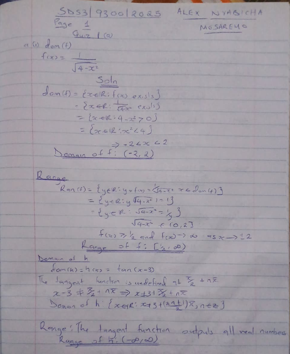 SDS3 2025 Calculus Quiz Solutions and Limit Evaluations - Studocu