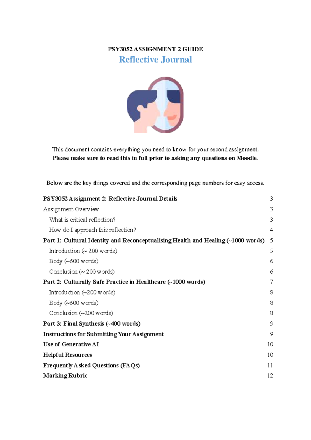 2025 PSY3052 Assignment 2 Guide: Reflective Journal Insights - Studocu