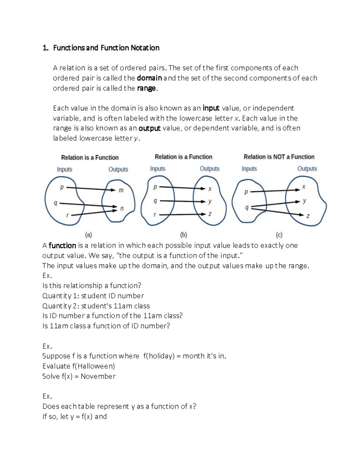 Functions and Function Notation - MAT124 - Study Notes - Studocu