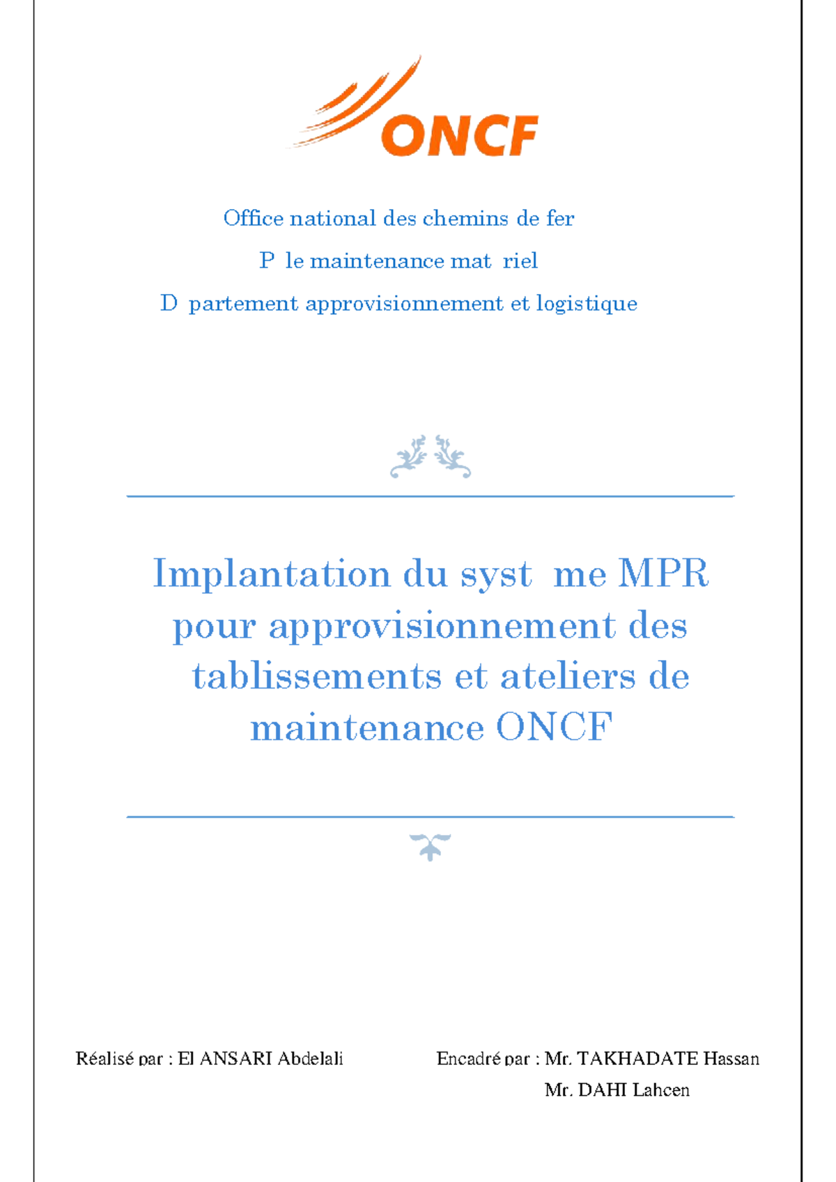[MEF] Implantation système MPR Approv ONCF - Office national des ...