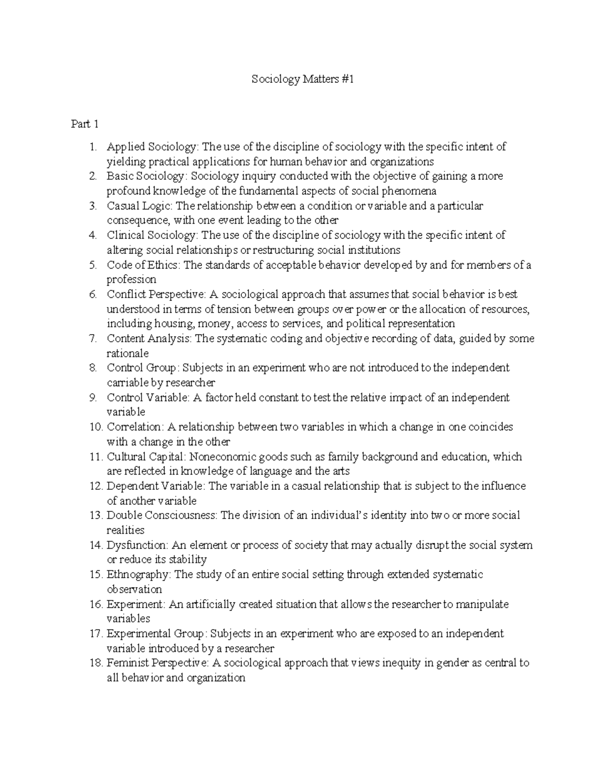 Sociology Matters: Key Concepts and Perspectives in SOC 101 - Studocu