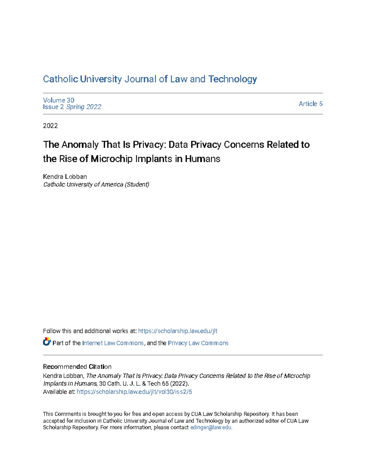 The Anomaly That Is Privacy: Data Privacy Issues with Human Microchip ...
