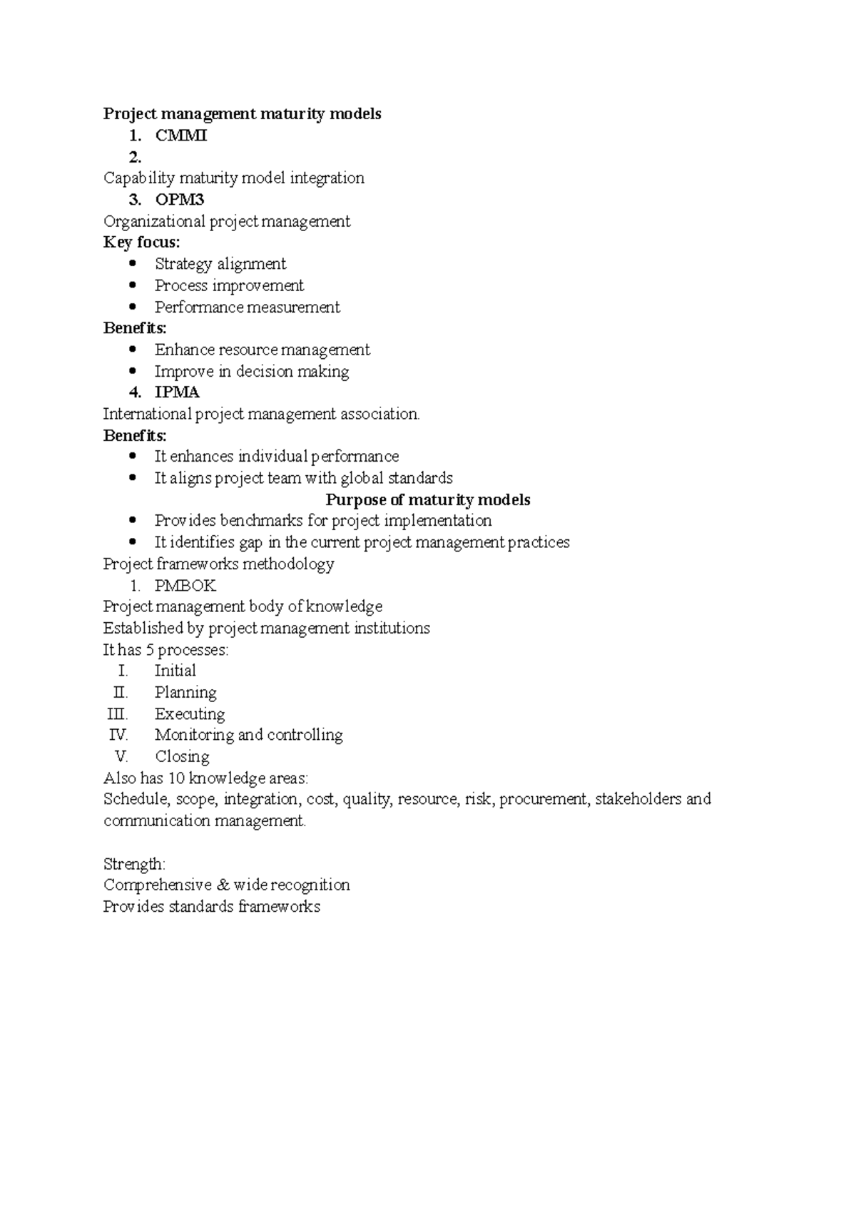 Project management maturity models - CMMI 2. Capability maturity model ...