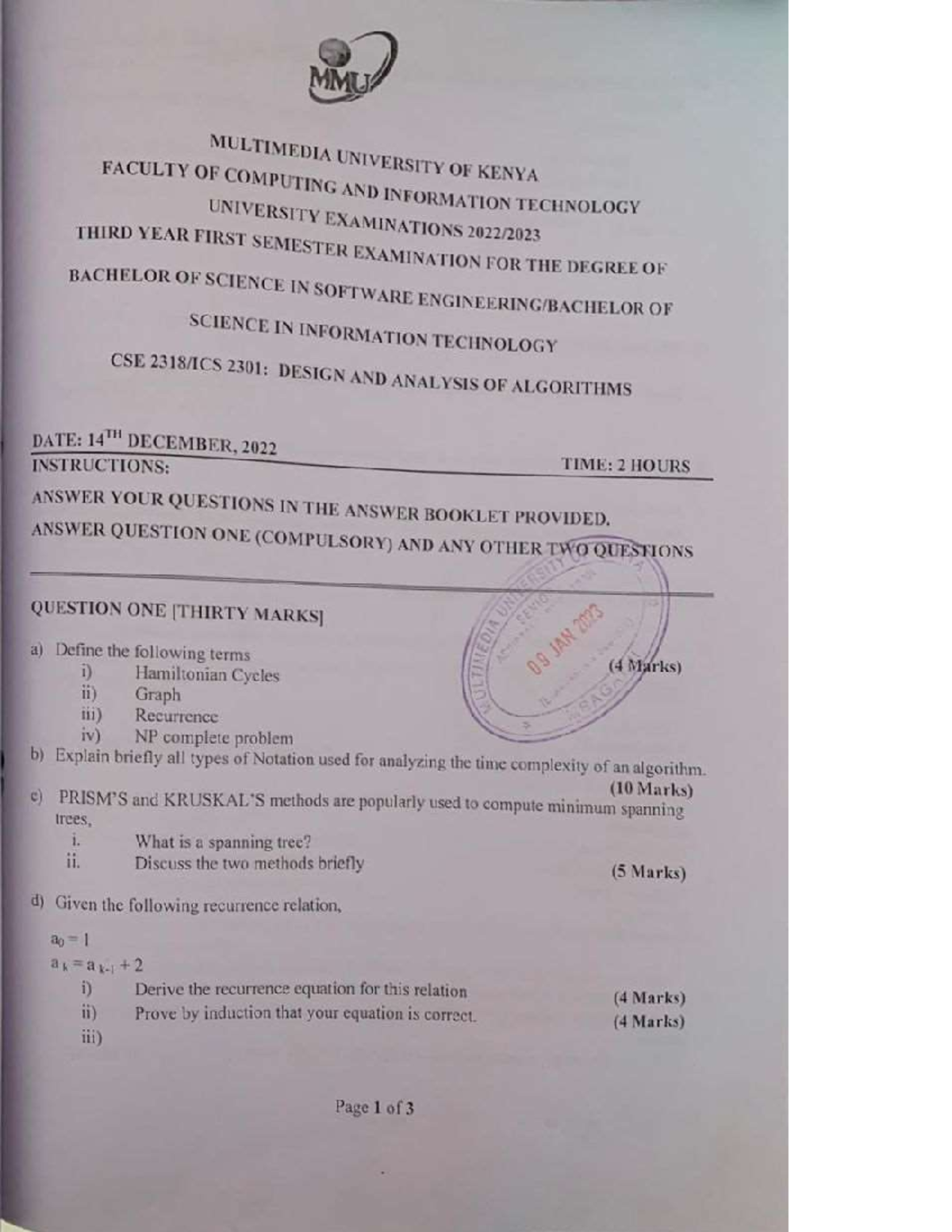 Past Papers for BIT 3.1 Course: Comprehensive Exam Review - MMU ...