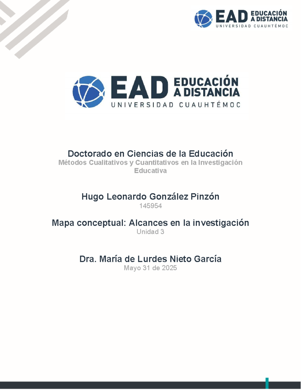 Mapa Conceptual: Alcances en la Investigación Educativa - Doctorado en Ciencias - Document Preview