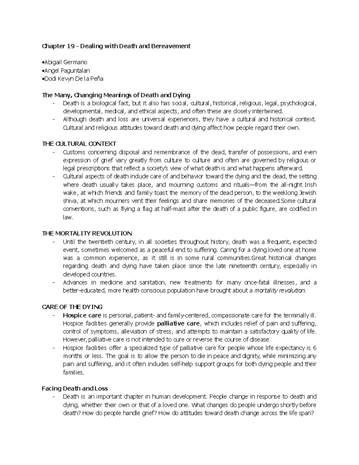 Chapter 19: Understanding Death and Bereavement in Cultural Context ...
