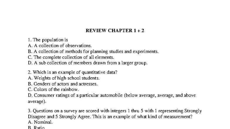 REVIEW CHAPTER 1 & 2: Key Concepts and Questions - Studocu