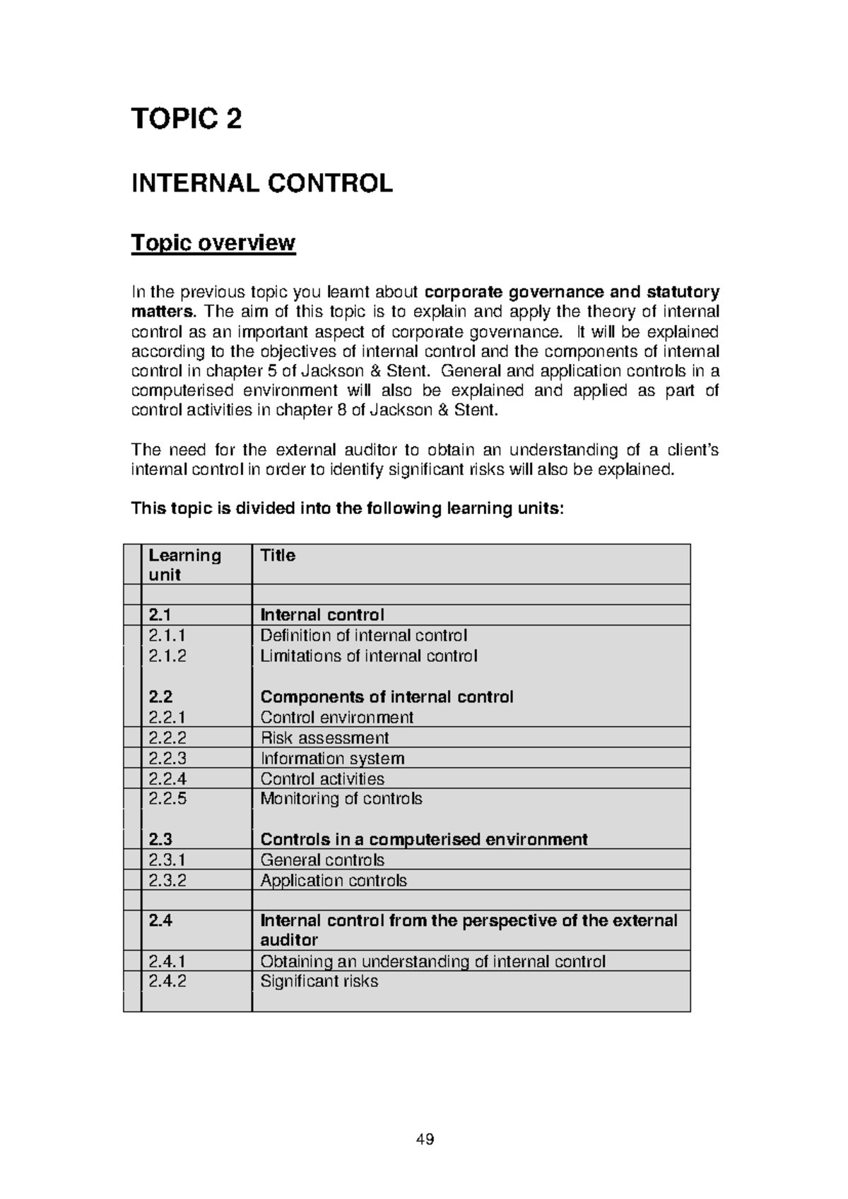 Internal Control Overview: Key Concepts and Components (Course Code ...