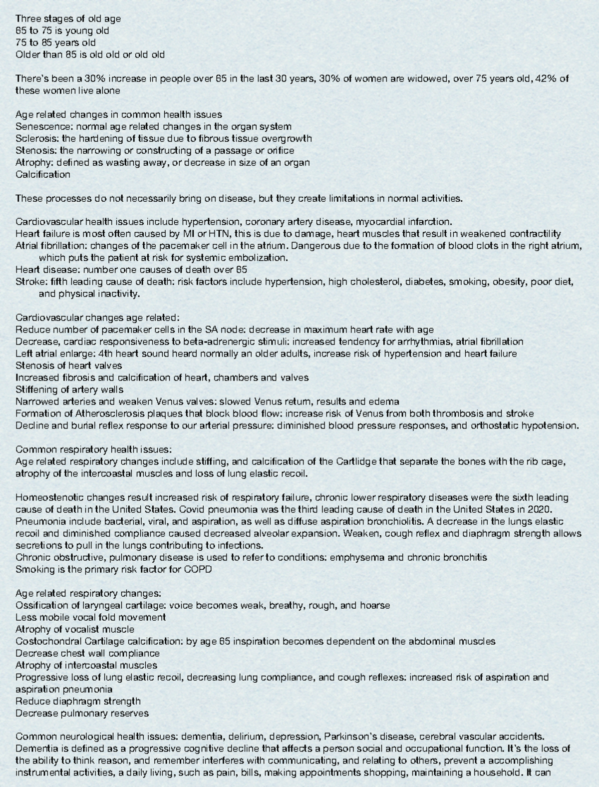 Summary of Chapter 6: Aging & Health Issues Lecture Notes - Studocu
