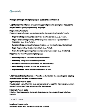 Principles of Programming Languages - Detailed Ans - a) Illustrate the ...