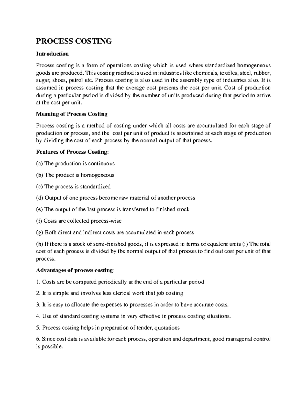Process Costing Overview: Key Concepts and Applications - Studocu