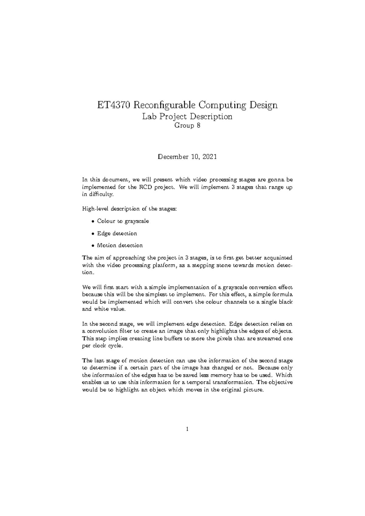 ET4370 Lab Project: RCD Video Processing Stages Description - Studeersnel