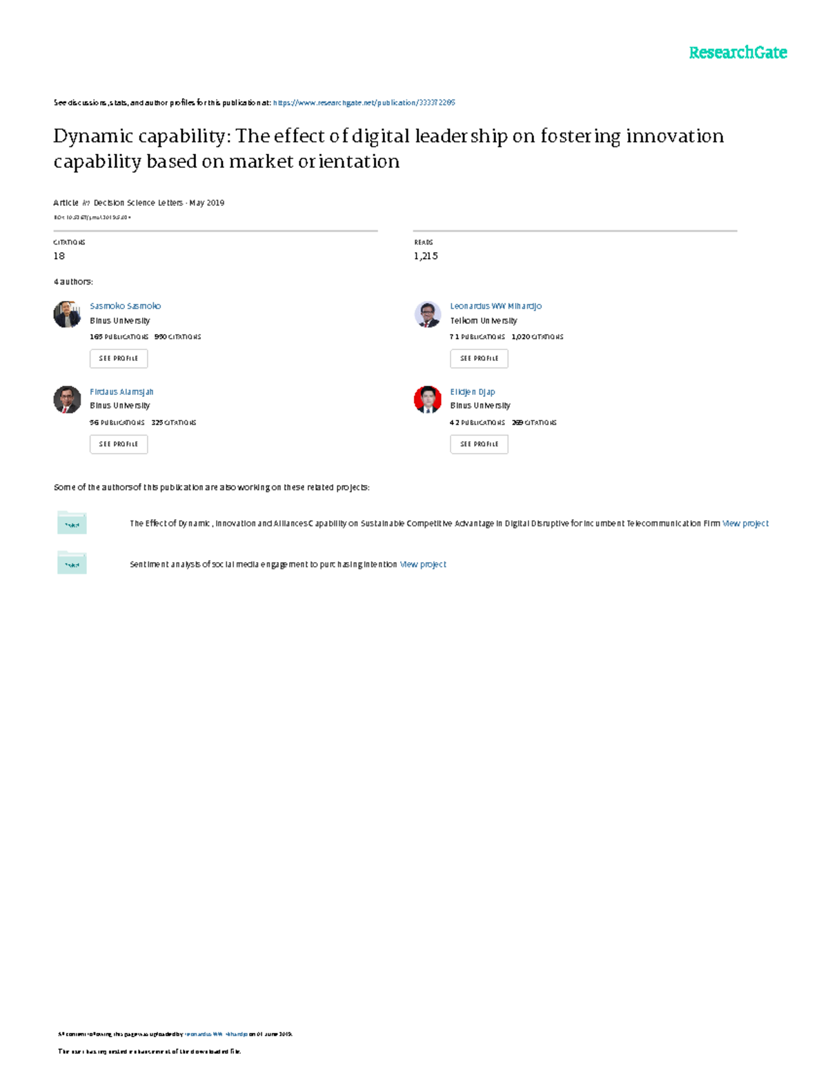 The effect of digital leadership on fostering innovation capability ...