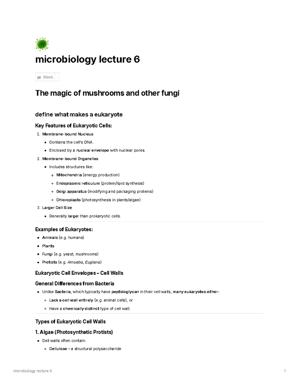 Microbiology Lecture 7: Types of Microalgae and Protists Overview - Studocu