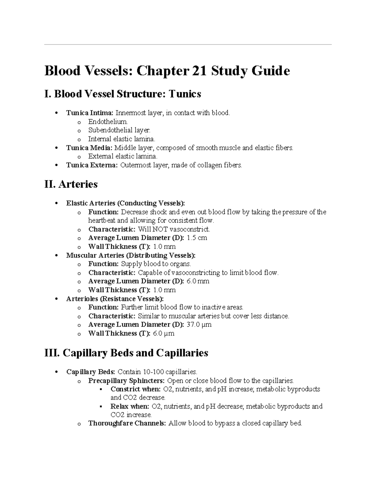 Blood Vessels: Chapter 21 Study Guide & Review Questions - Studocu