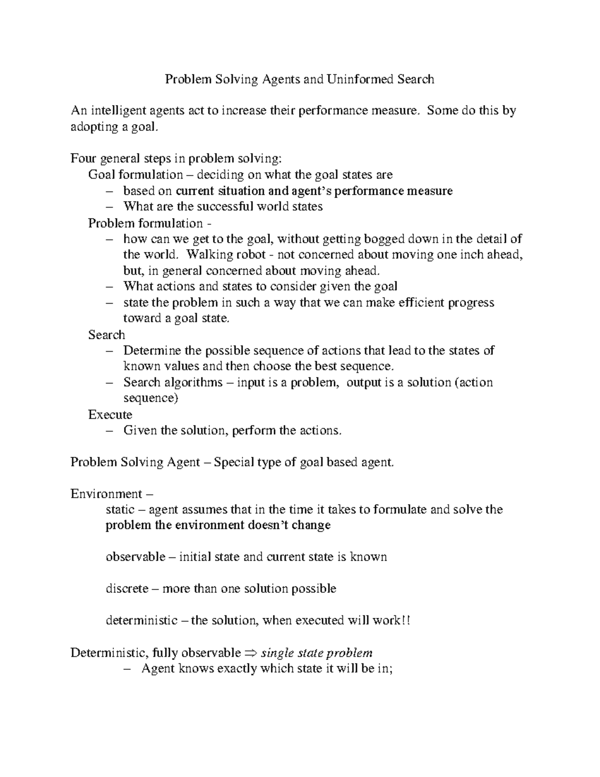 taskssof artificilaa - Problem Solving Agents and Uninformed Search An ...