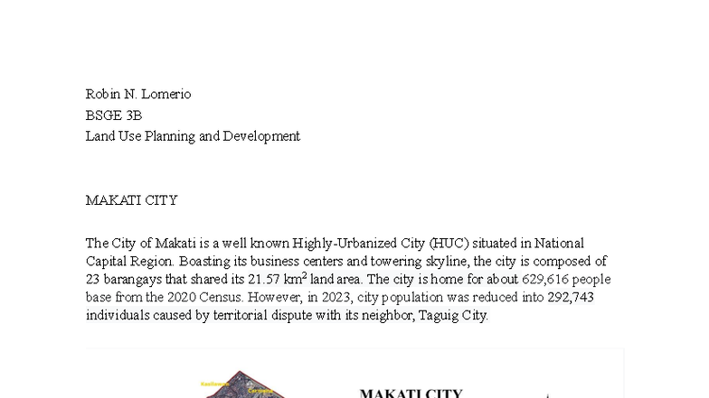 BSGE 3B Assignment 3: Land Use Planning & Development in Makati City ...