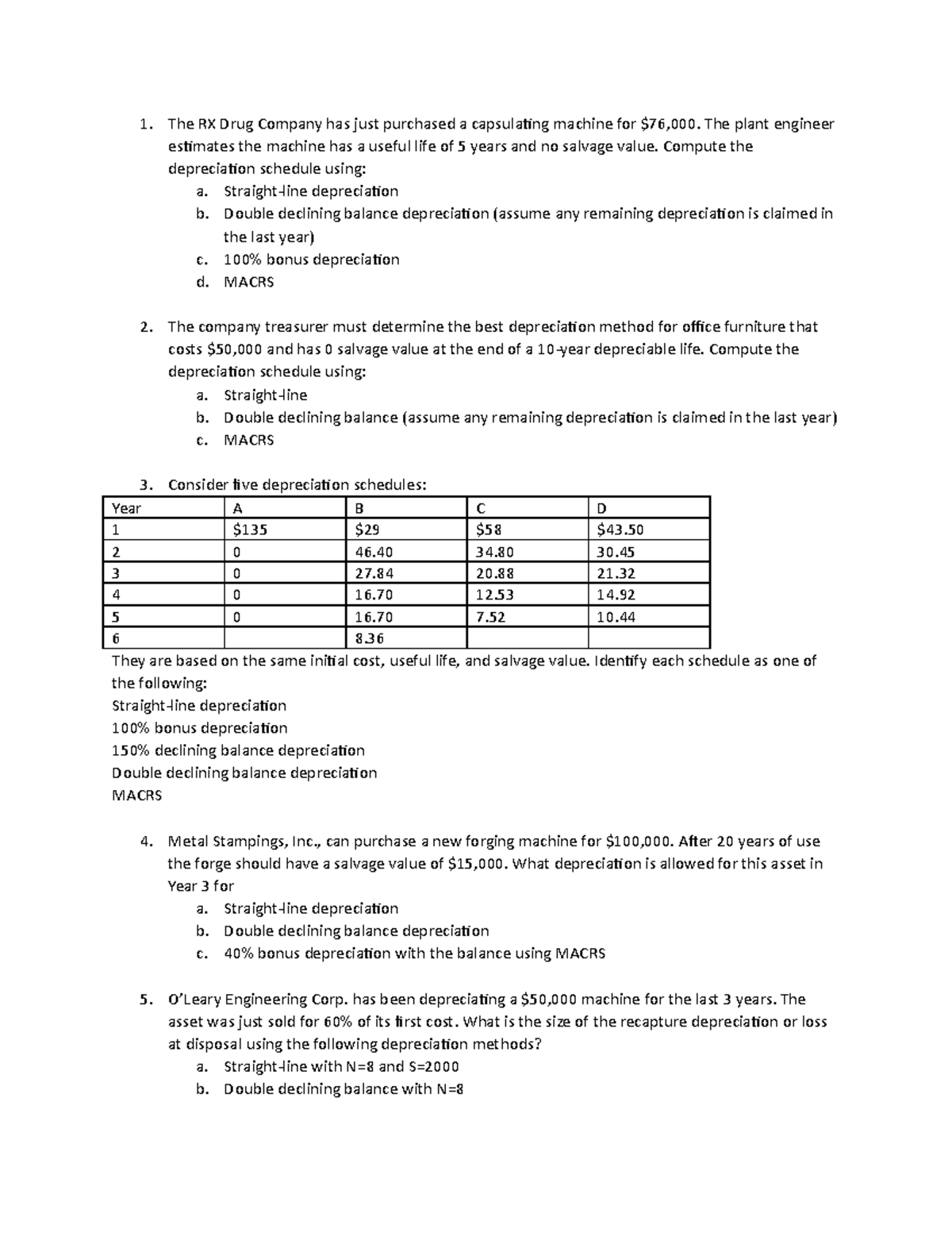 Ch11 Depreciation Methods Practice Problems for ACC101 - Studocu