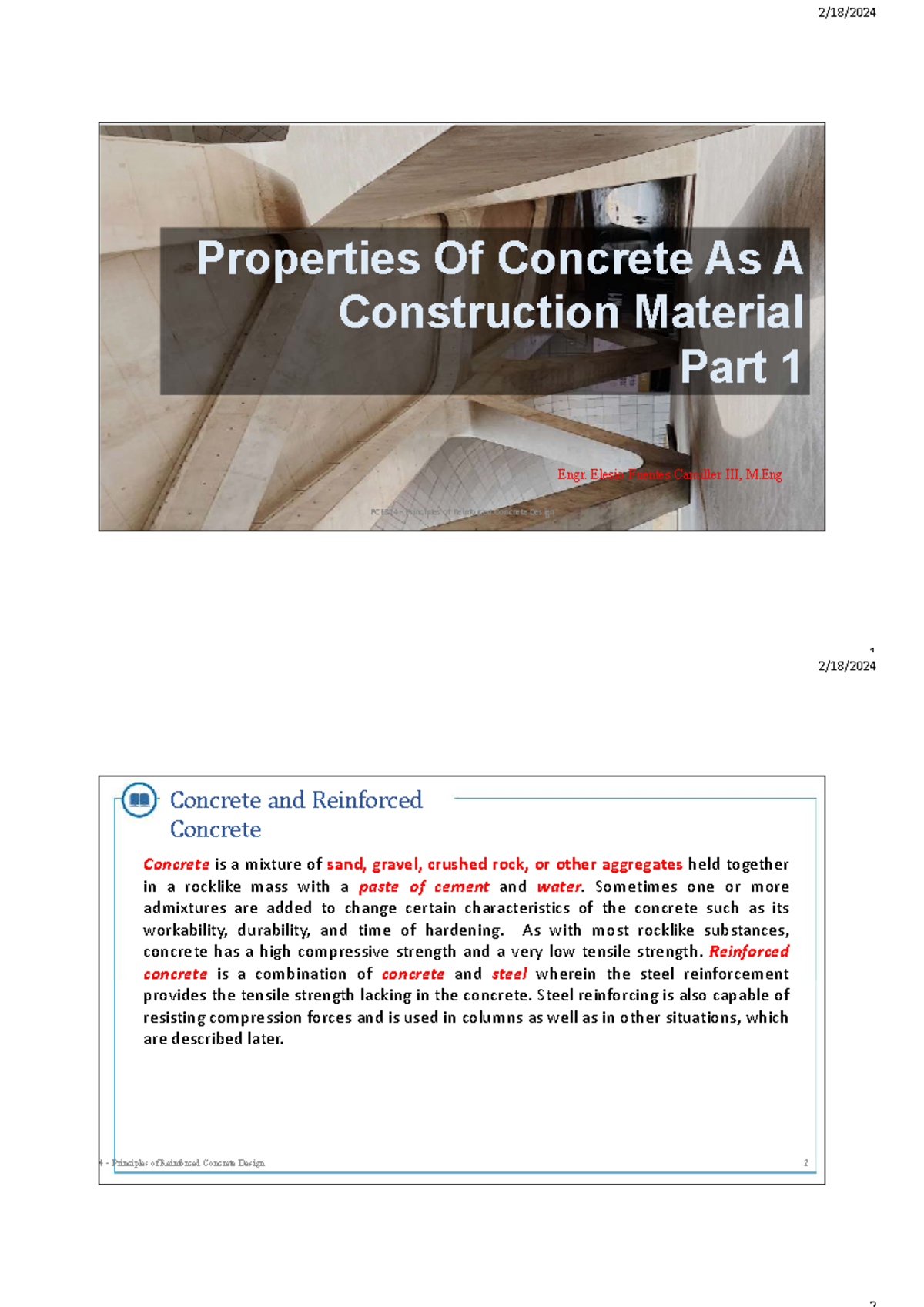 Principles of RC Design - Lecture 1 Overview (PCE324) - Studocu