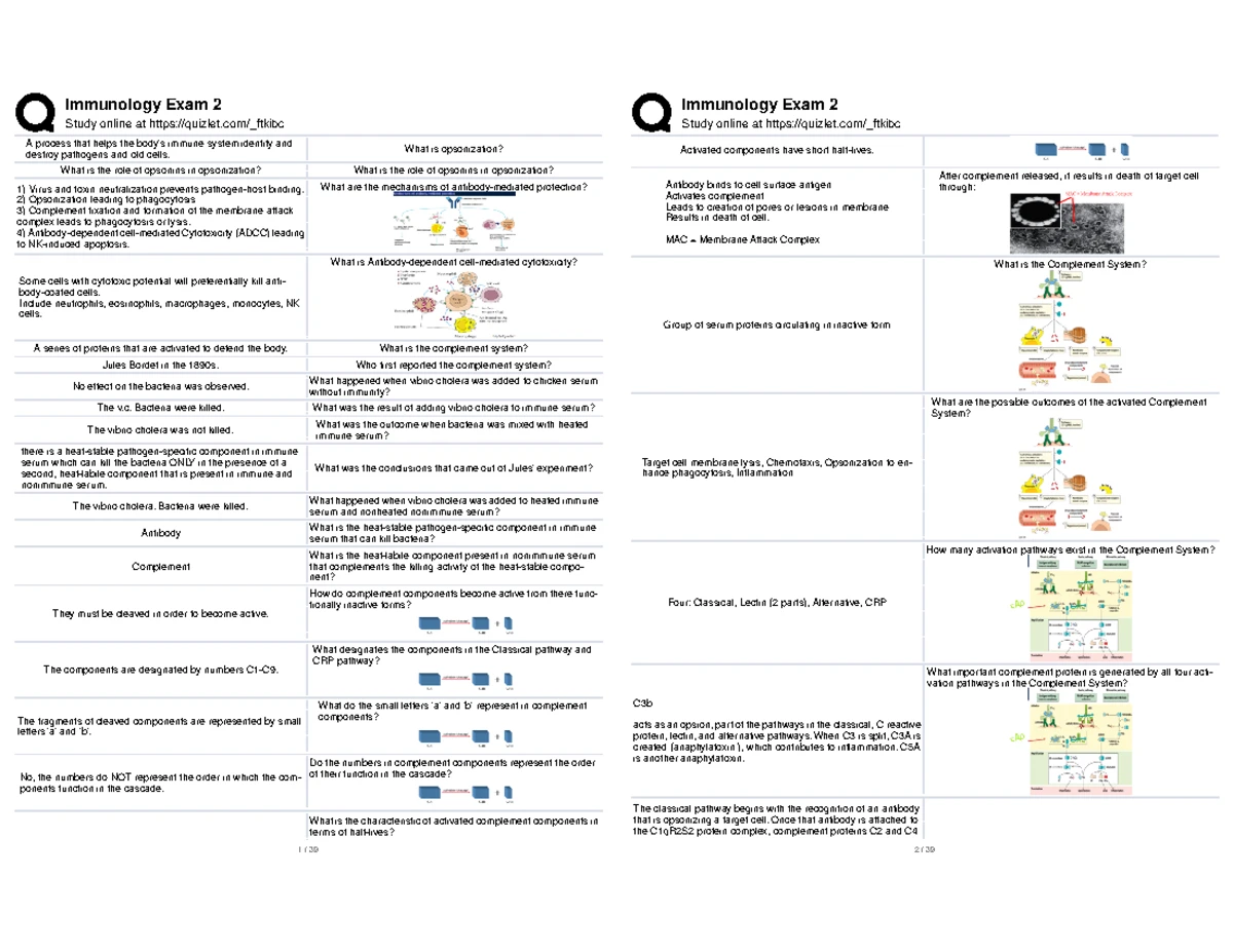 Immunology Exam 1 Study Flashcards (Key Concepts and Terms) - Studocu
