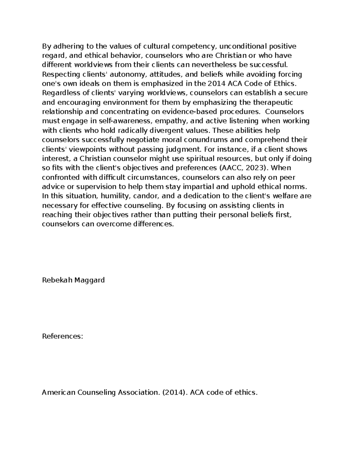 Cultural Competency & Ethical Counseling: Week 3 Insights - Studocu