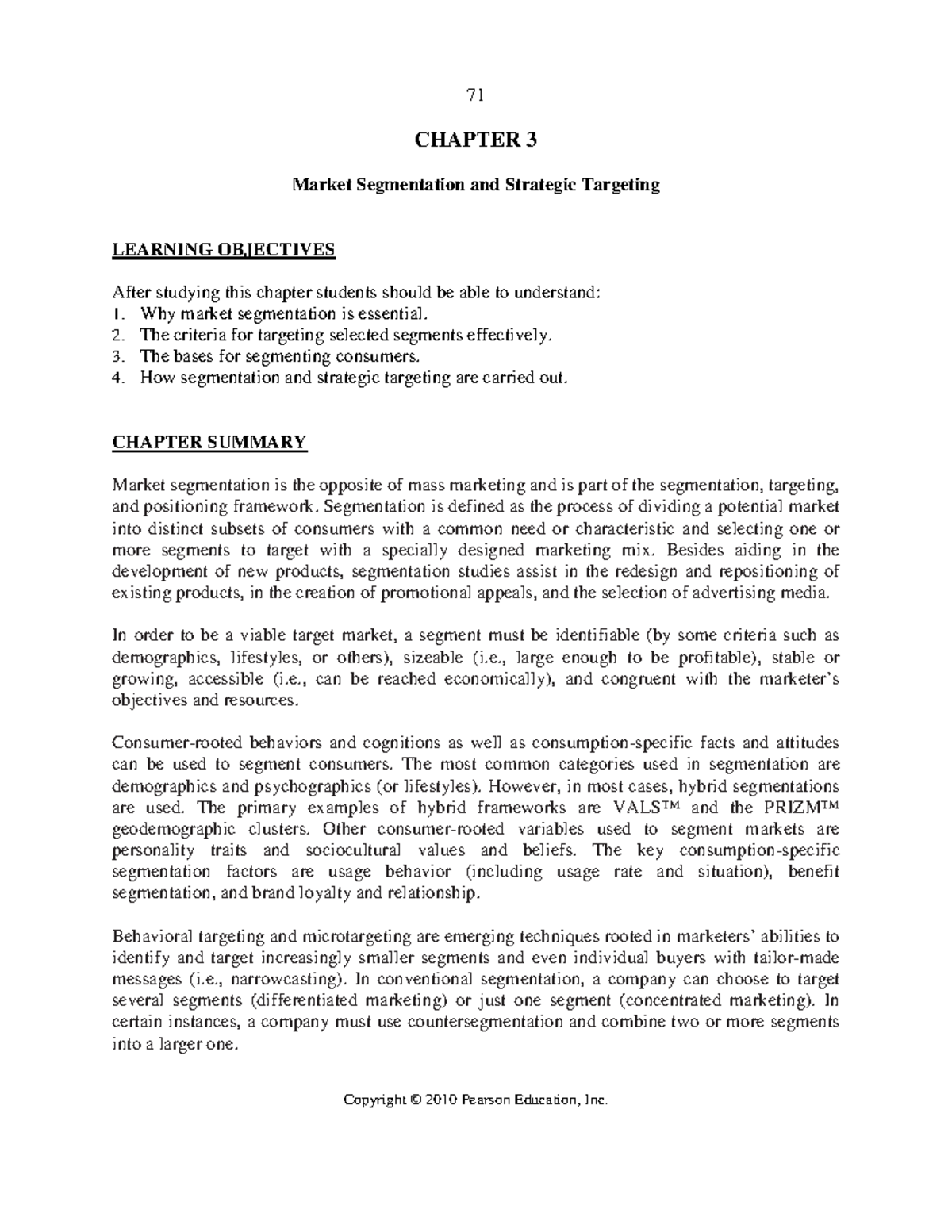 CAO712S Market Segmentation & Strategic Targeting - Chapter 3 Summary ...