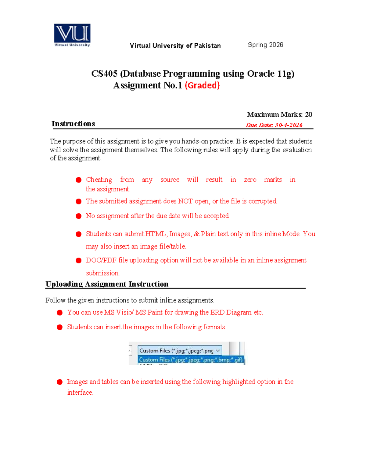 Spring 2026 CS405 Assignment 1: Database Design & ERD Creation - Studocu