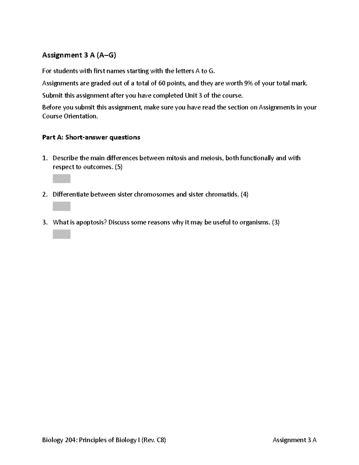 Assignment 3A: Short Answer & MCQ for Names A-G in Course (A–G) - Studocu